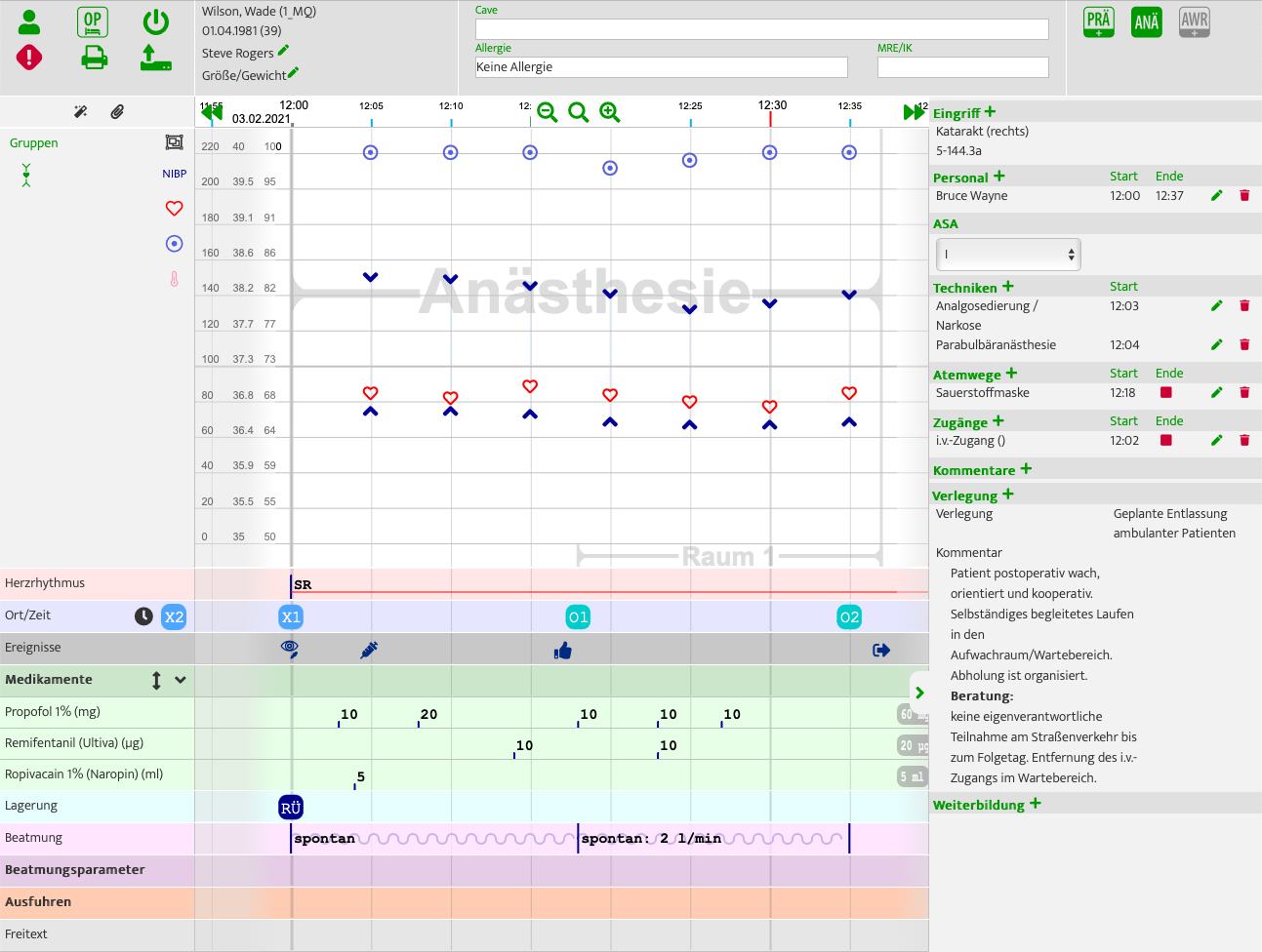 Anesthesia filled (german screenshot)